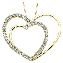 14 Karat Yellow Gold Diamond Heart Pendant